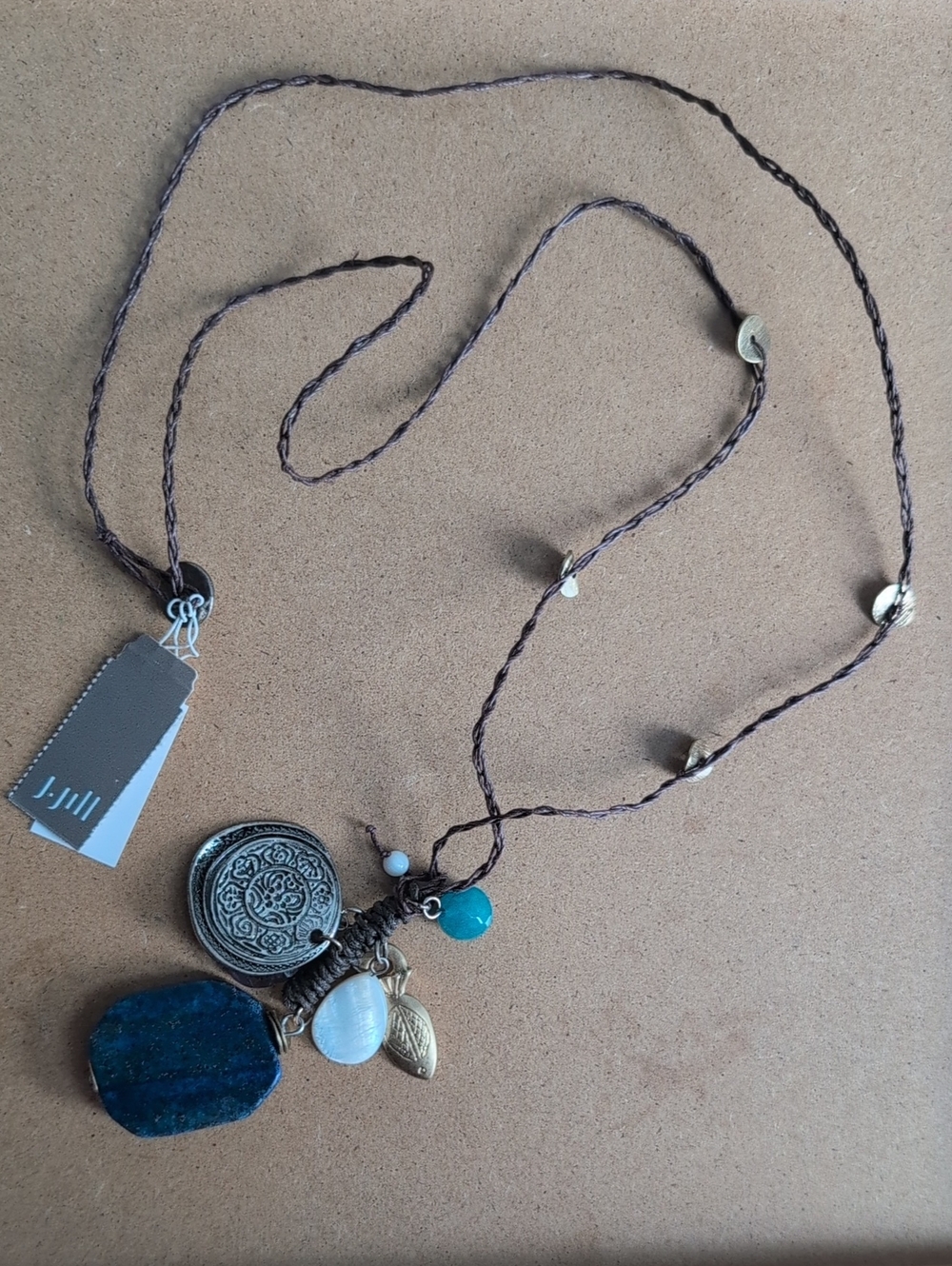 Bohemian Multi-Charm Necklace with Blue and Turquoise Accents
